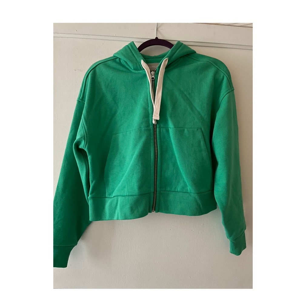 New with tags Everlane Track Organic Cotton Hoodie Full Zip in Bright Jade